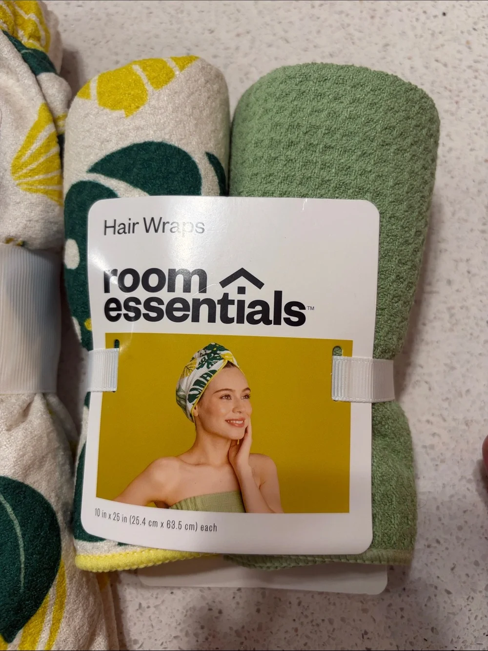 Room Essentials Lemon Print Shower Wrap and Hair Wraps - Yellow & Green